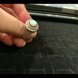 Zircon & opal ring in sterling silver. Size 9. Custom made.